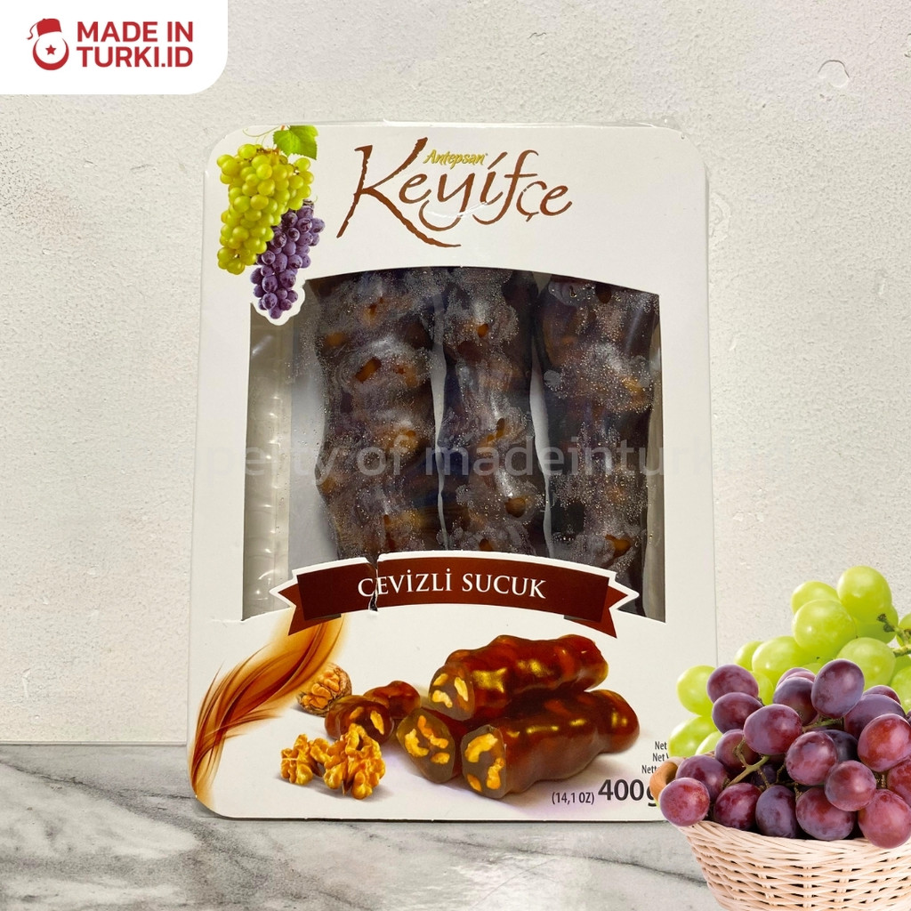 

Keyifce Turkish Delights Cevizli Sucuk with Walnut Grape 400gr – Keyice Manisan Anggur Walnut Asli Turki 100% Original madeinturki.id