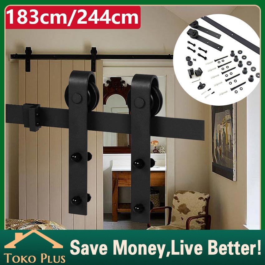 custom rel pintu sleding/Set barn door untuk Rel Geser Pintu Kayu Gudang lebar pintu/Pintu Geser Bar