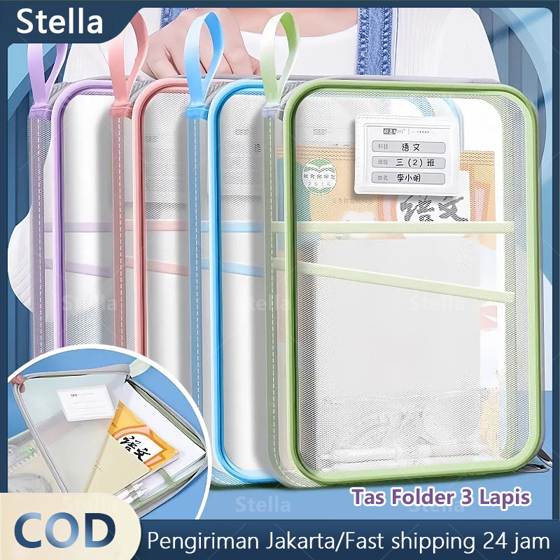 

Tas Dokumen Transparan 3 Lapis / Tas Folder Portabel Jaring Penyimpanan Kertas / File Holder Lucu / Tas Klasifikasi Buku Teks