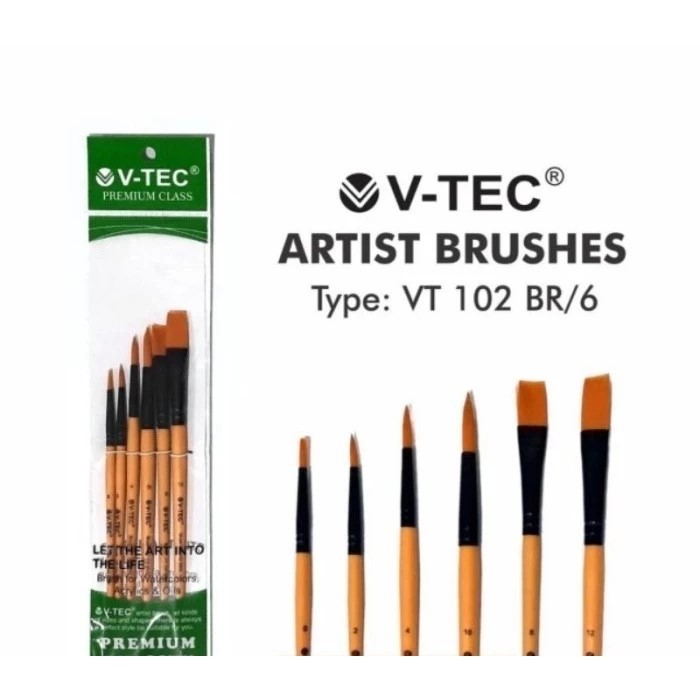 

V-TEC ARTIST BRUSHES TYPE VT-102 BR / 6 PCS
