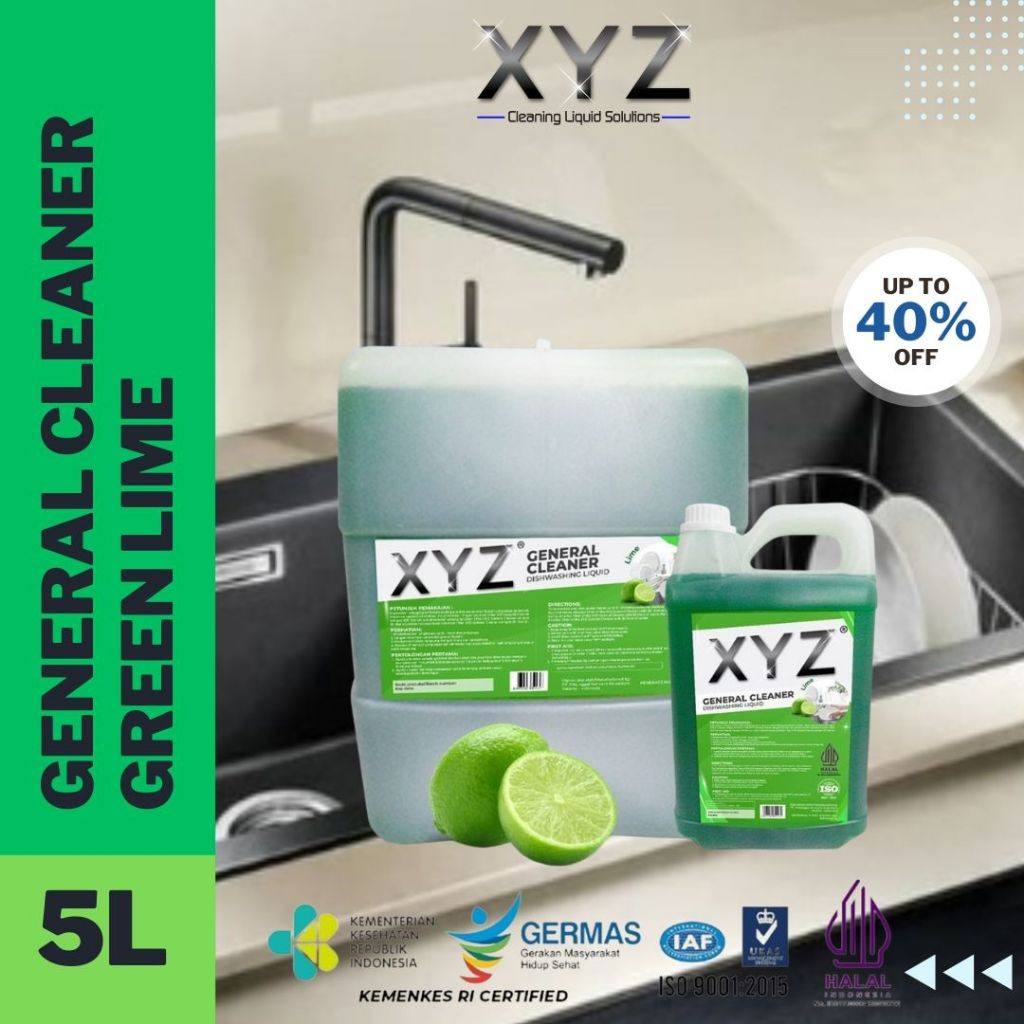 XYZ General Cleaner Green Lime/ DISHWASING / PEMBERSIH UMUM 5L 20L