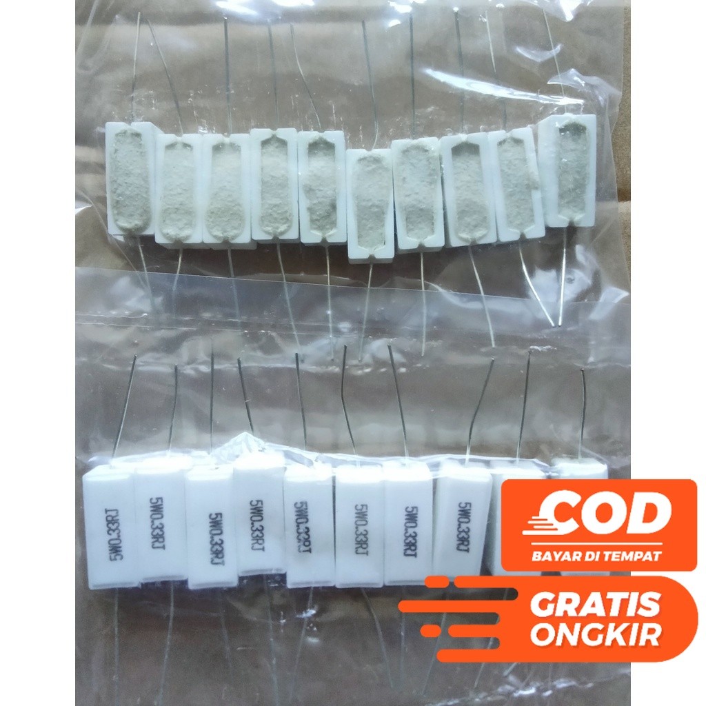 (10 PCS) RESISTOR KAPUR 0.33 OHM 5WATT / R KAPUR 0.33OHM 5W / RESISTOR 0.33 OHM 5 WATT