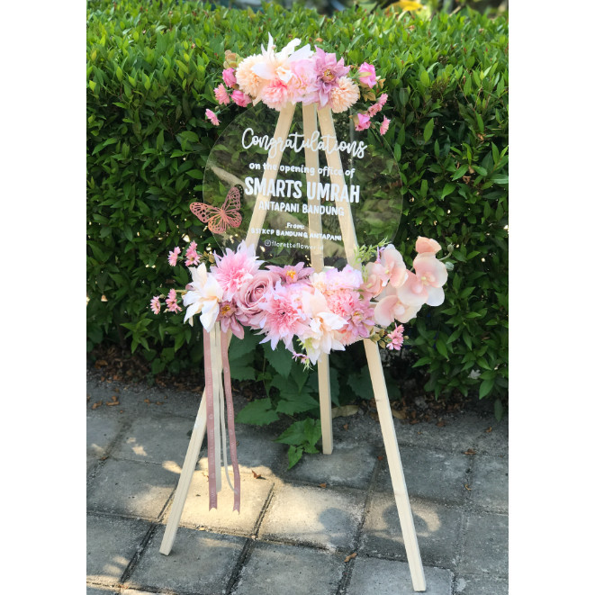 [Ready Bandung] Papan Bunga Akrilik Hadiah Pembukaan Toko Grand Opening Gift Ucapan Standing Acrylic