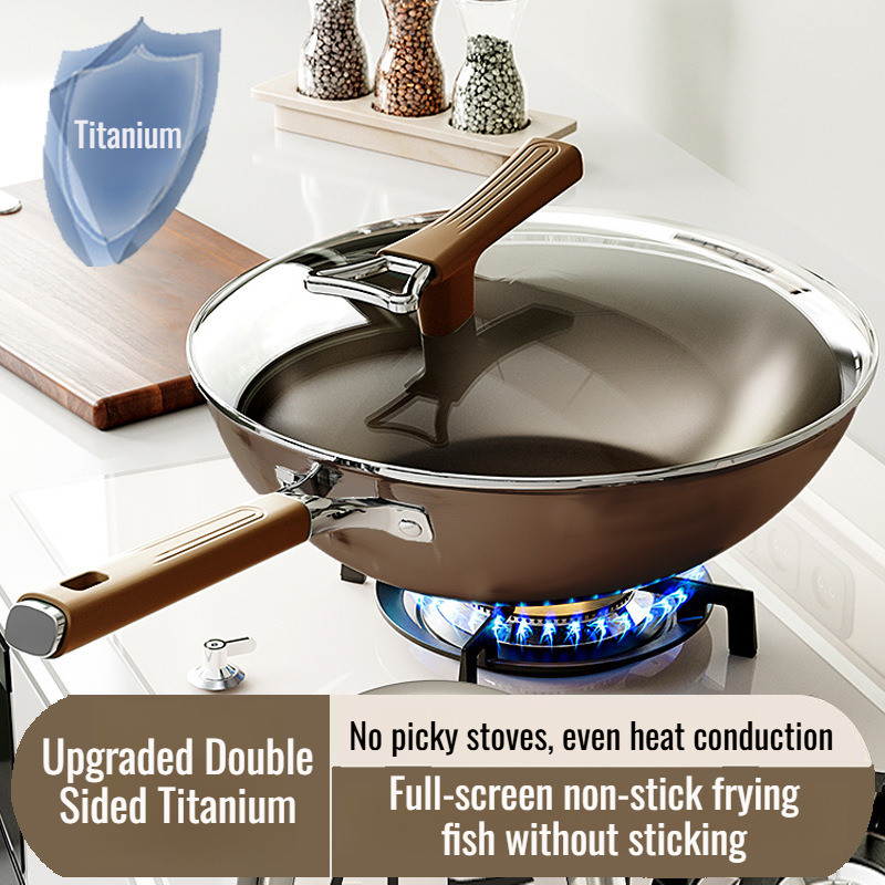 Double-Sided Titanium Coated Non-Stick Pan Titanium Shield Double Sided No-stick Frying Pan Titanium