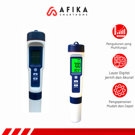 Alat Ukur Kualitas Air Digital 5in1 PH TDS EC Meter Pen
