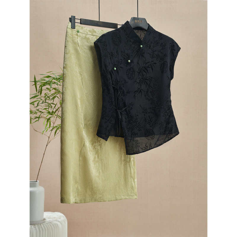 Atasan Kancing Gaya Nasional Gaya Cina Baru Hanfu/Rok Wanita