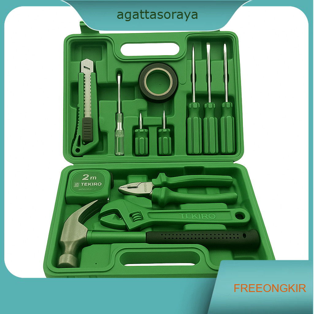 TEKIRO Tool Box Set Perkakas Palu Tang Obeng Kunci Pas Cutter