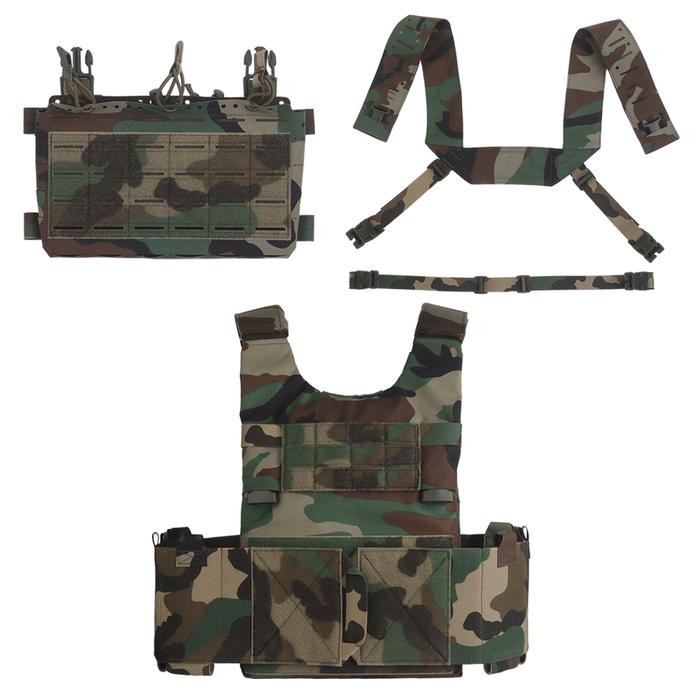 Spiritus Systems Repro - LV119 Overt M 81 Woodland Camo Complete Set - Kamuflase Loreng Vest Plate C