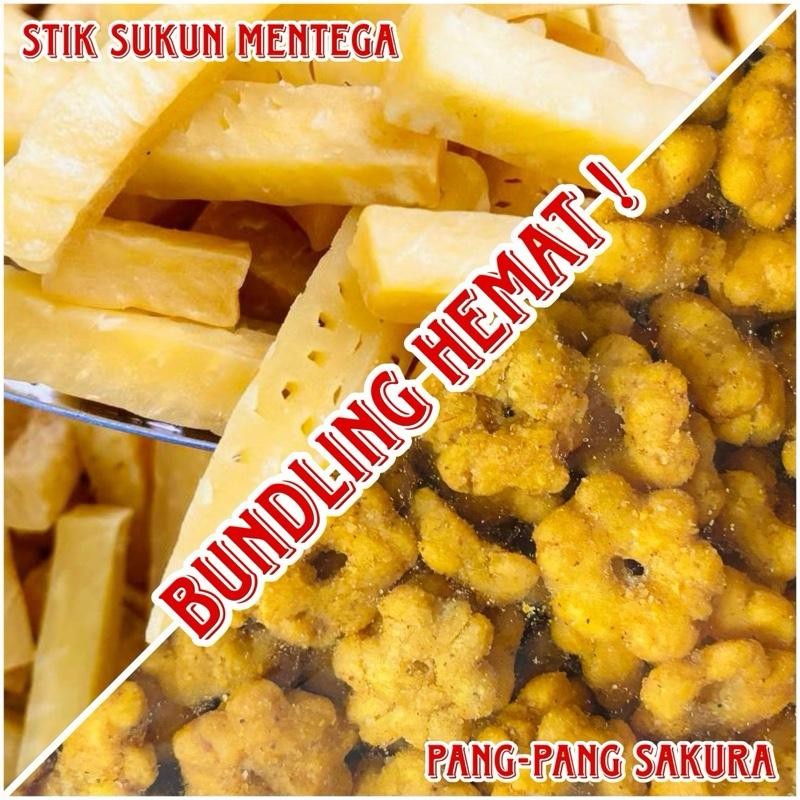 [BUNDLING HEMAT] Stik Sukun 250gram + Pang Pang Sakura 250gr Super Renyah Kripik Camilan Cemilan Kha