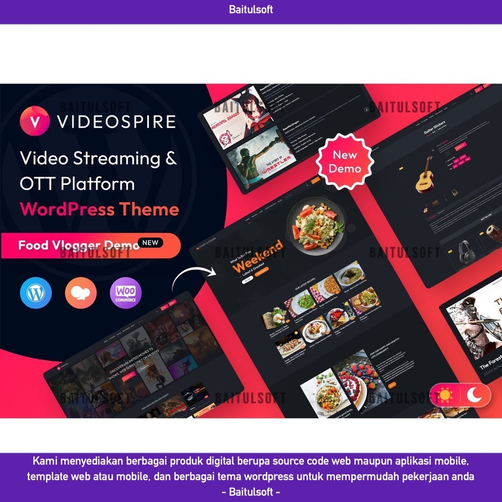 TEMA WEB  VIDEOSPIRE BLOG/VLOG STREAMING WORDPRESS THEME D5740 BAITULSOFT LISENSI ORIGINAL FULL VERS