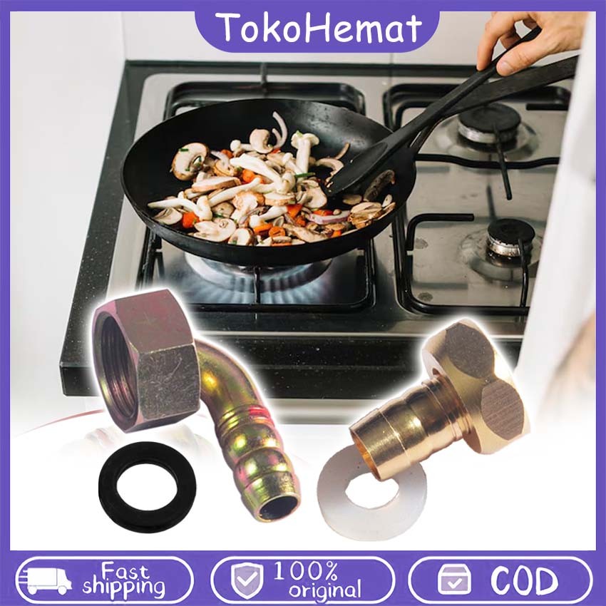 Sambungan Selang Gas Kuningan Nepel Selang Gas Model L Universal Untuk Kompor Tanam Include Seal Kar