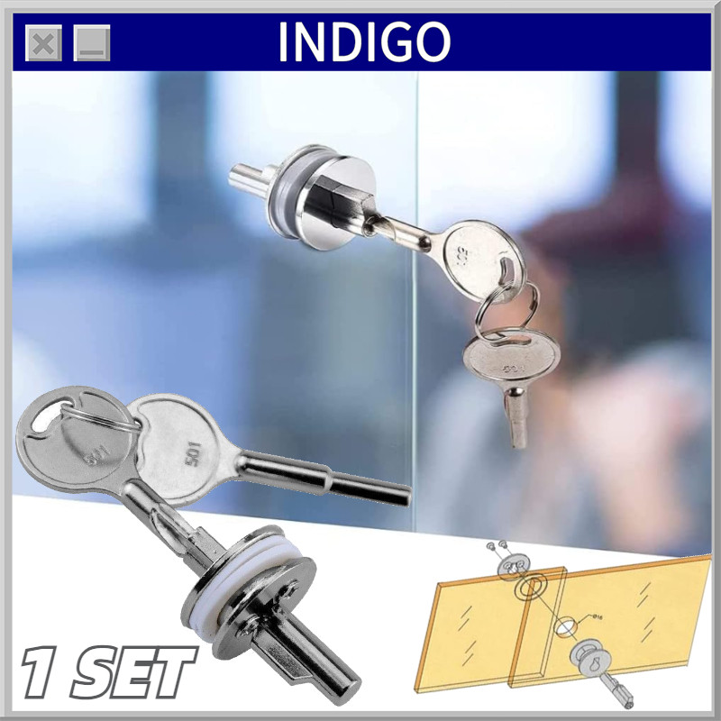 1set Kunci Etalase Kaca Kunci Lemari Rak Pajang Kaca Glass Cabinet Showcase Lock Kunci Lemari Kaca