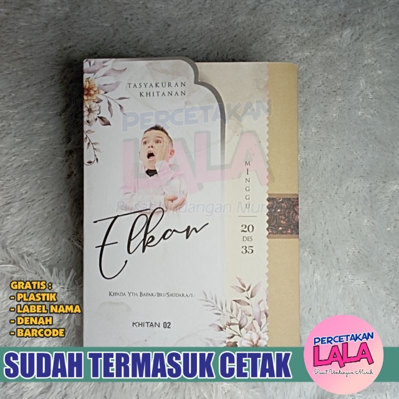 Undangan Khitan Seri Khitan02 Desain Aesthetic Elegant Mewah Harga Murah Sudah Cetak Bonus Foto