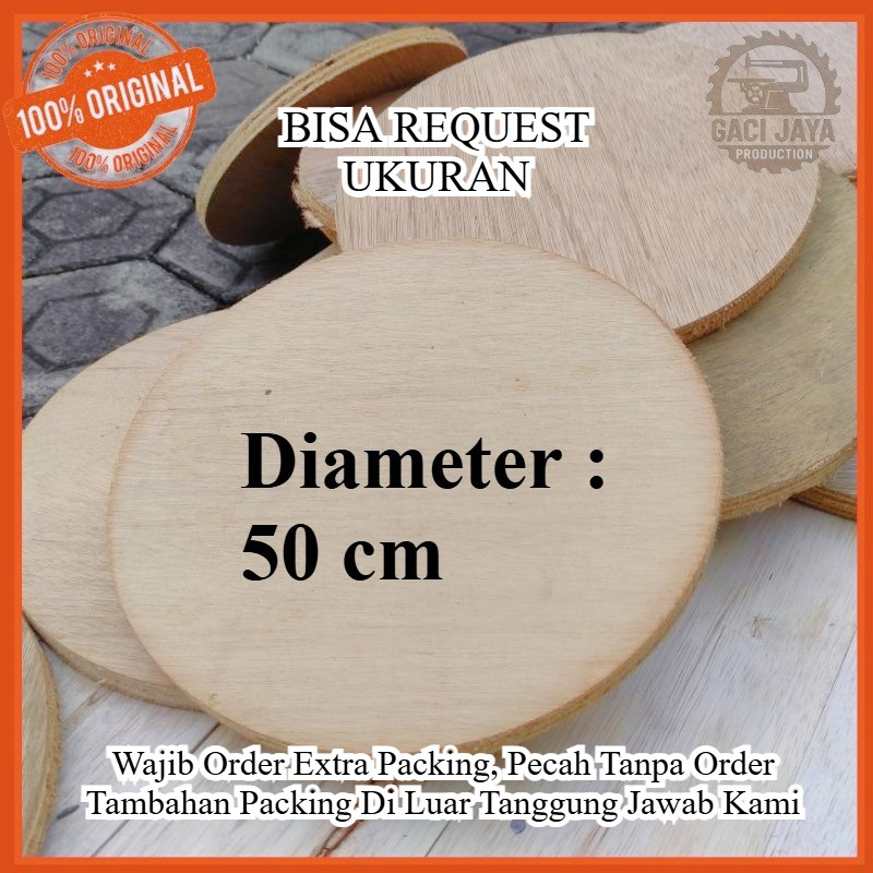 Triplek / Multiplek / Plywood Bentuk Bulat/Bundar Diameter 50 CM 60 CM 70 CM Tebal 3mm 5mm 6mm 7mm d