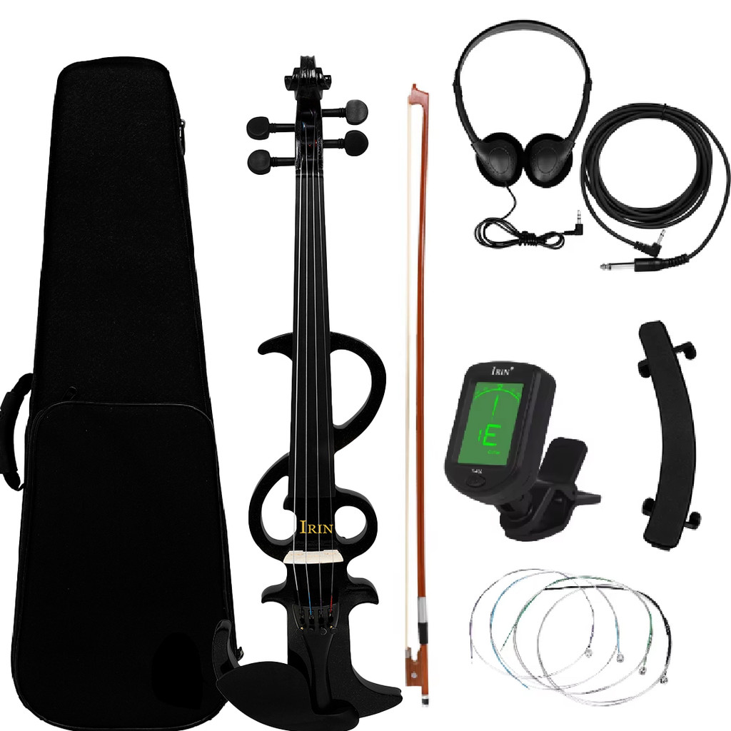 Electric Violin Right Handed 4/4 Electric Silent Violin Fiddle Accessories W/4/4 Violin Bow & Fiddle