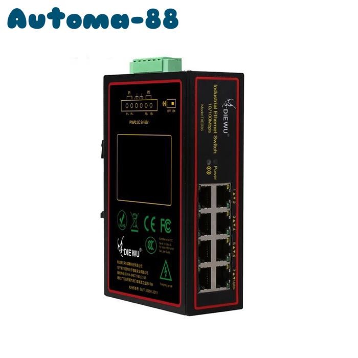Din-Rail-8 port industrial Ethernet switch hub network 10/100Mbps RJ45 TERBAIK...