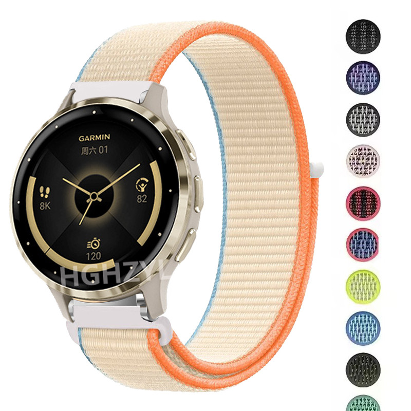18/20/22mm Nylon Strap Compatible with Garmin Venu2 2s Venu3 3s Magnetic Breathable Loop Watchbands 