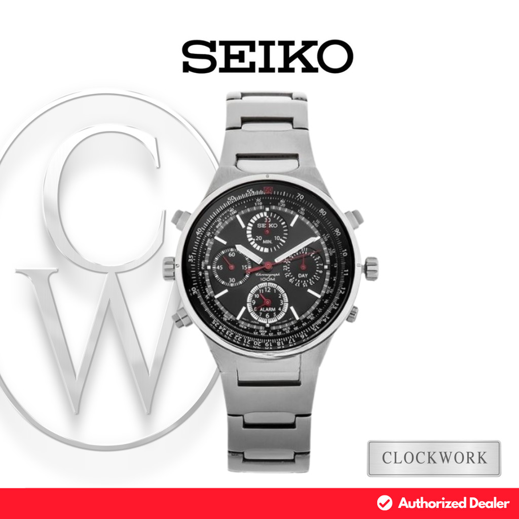 Jam Tangan Pria Seiko Chronograph SSB255P1 Rantai Sporty Casual Silver Dial Hitam