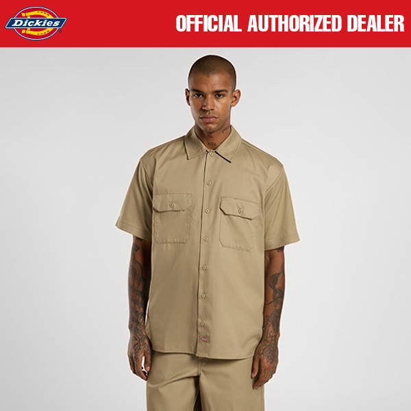 KEMEJA KATUN WORK SHIRT CASUAL PRIA LENGAN PENDEK CREAM ORIGINAL DICKIES | WORKSHIRT SS KHAKI