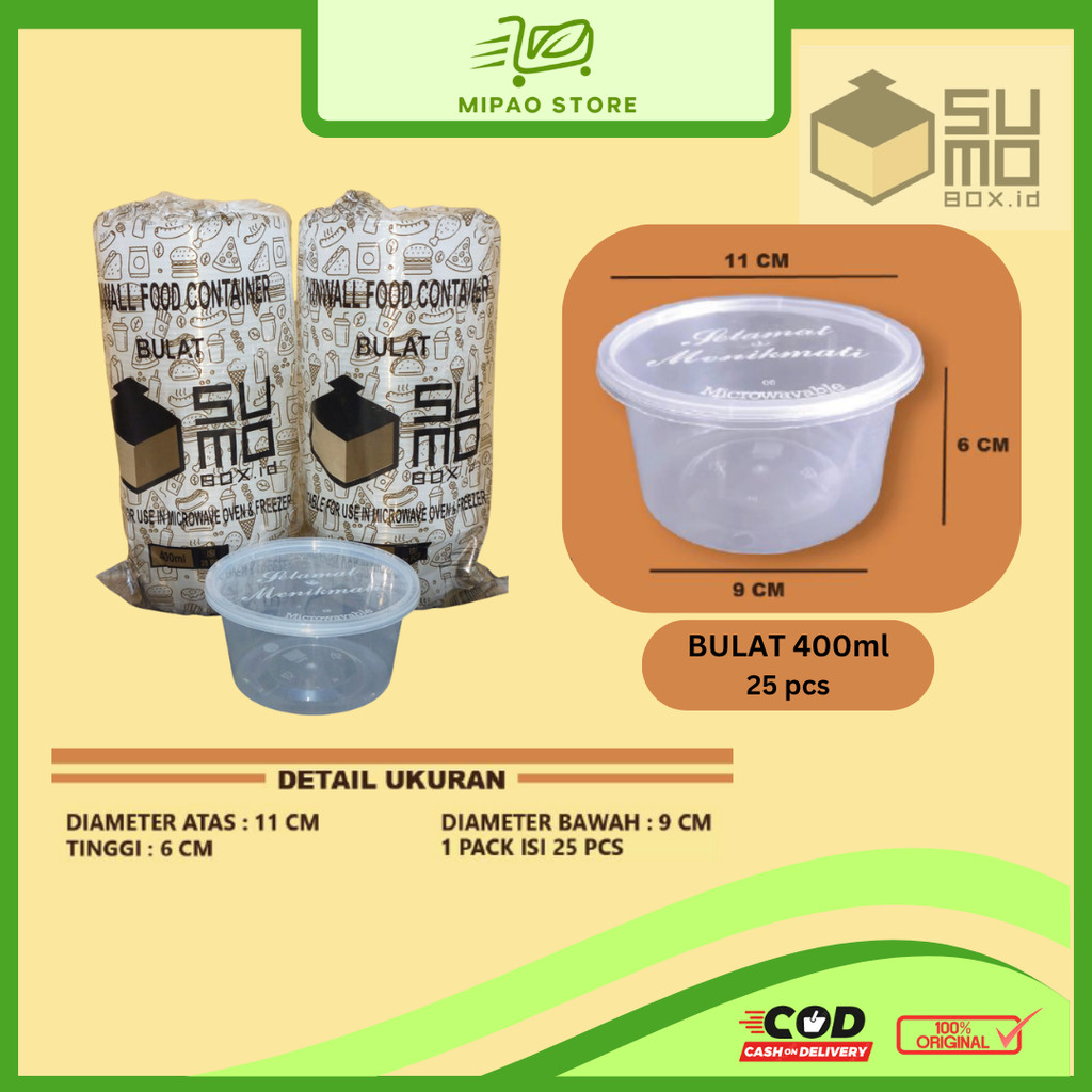 Thinwall BULAT 400ml + tutup cup puding pudding / mangkok plastik 400 ml