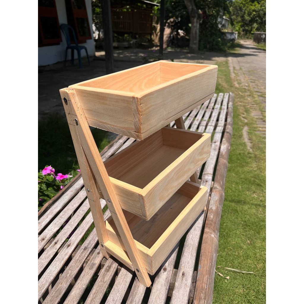 Rak bumbu dapur | rak serbaguna | rak portable | rak susun | rak susun 3 | rak kayu | rak estetik | 