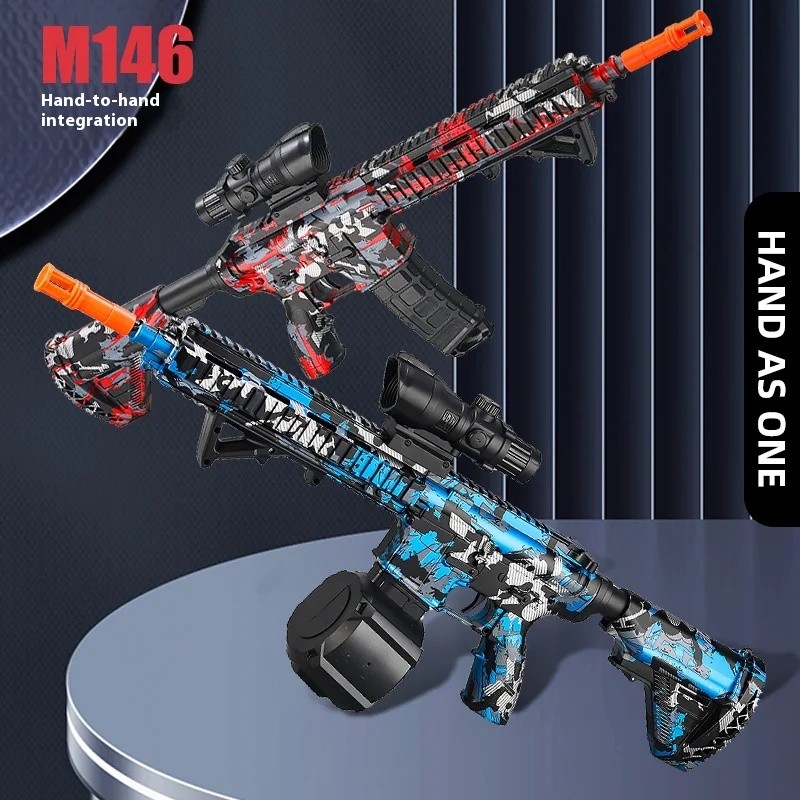 M416 Toy Gun 7.4V High-speed Burst Gel Ball With Orange Plug And Double Magazine For Outdoor Interac