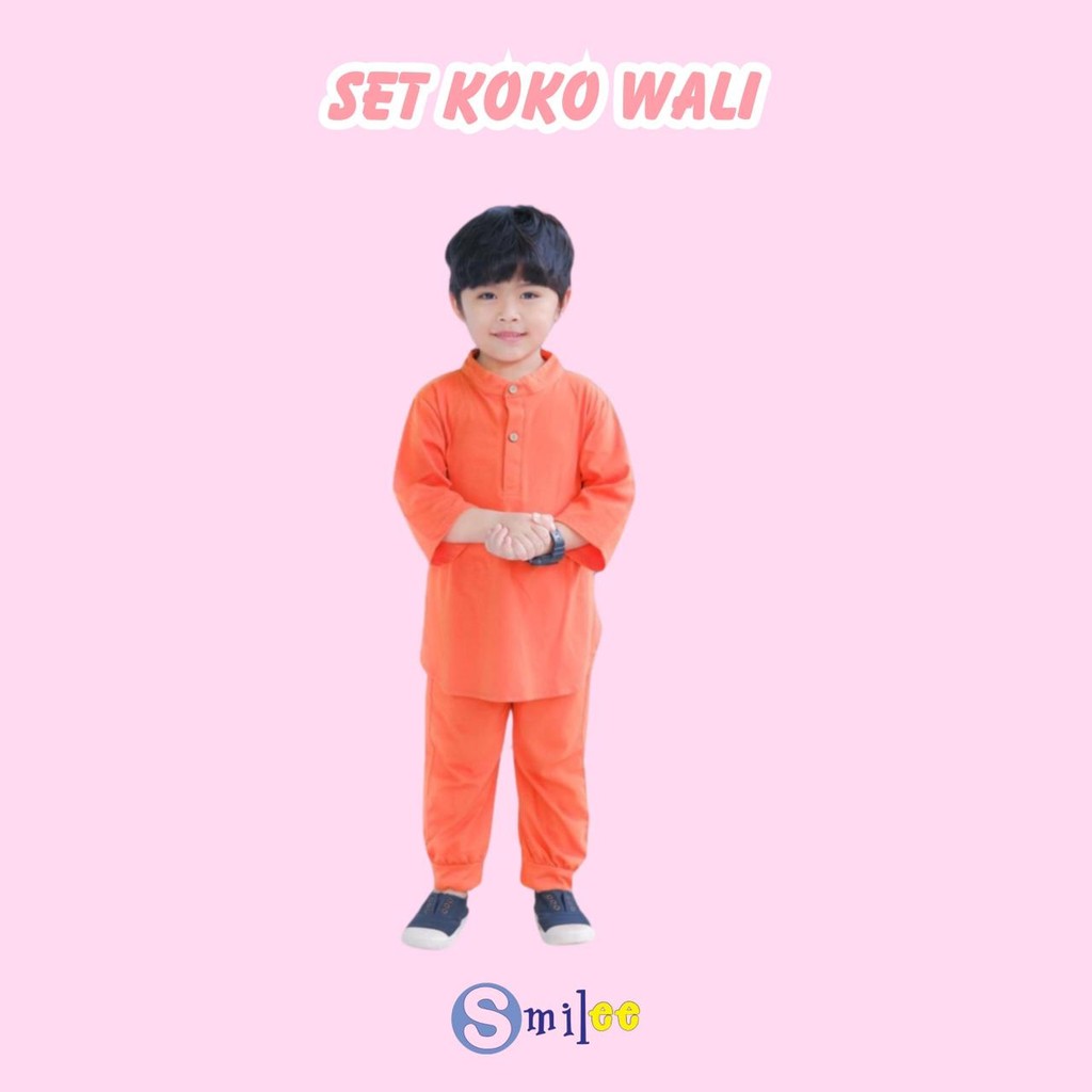 Setelan Koko Anak Kaos Wali Warna Merah Bata 1-5Tahun