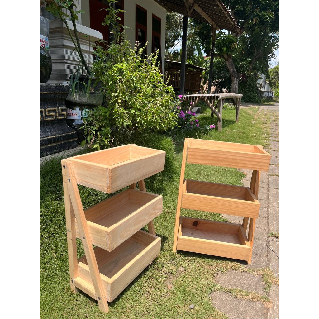 Rak Bawang Susun KAYU JATI Gratis Stiker Tempat Telur Bumbu Dapur Unik Aesthetic Kualitas Premium