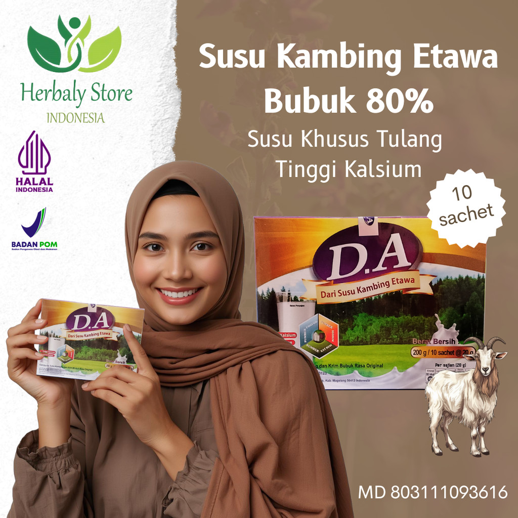 Susu Kambing Etawa Bubuk D.A Tinggi Kalsium Plus Kolostrum / Susu Kambing DA /  Susu Kambing D.A / S