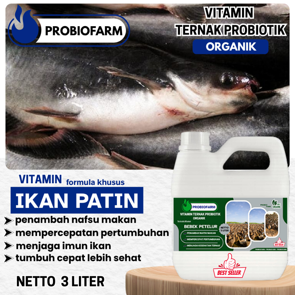 PROBIOFARM IKAN PATIN, VITAMIN Ikan PATIN agara cepat besar 3000 ml probiotik pemacu pertumbuhan ika