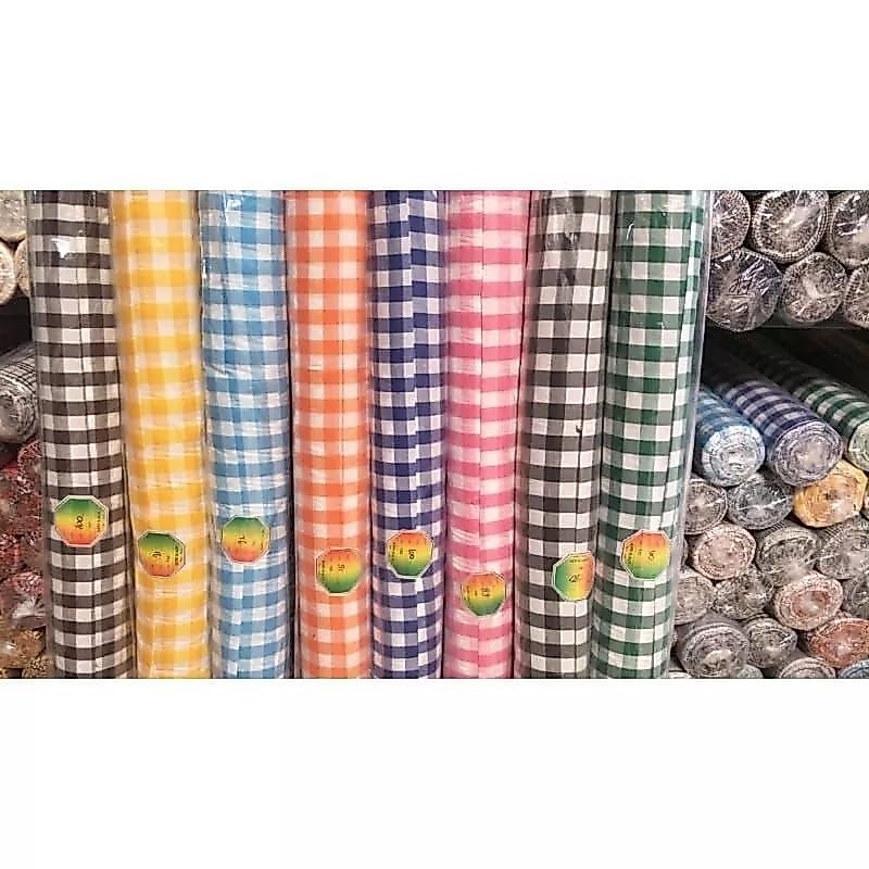 kain katun motif kotak kotak catur 3cm lebar kain 150