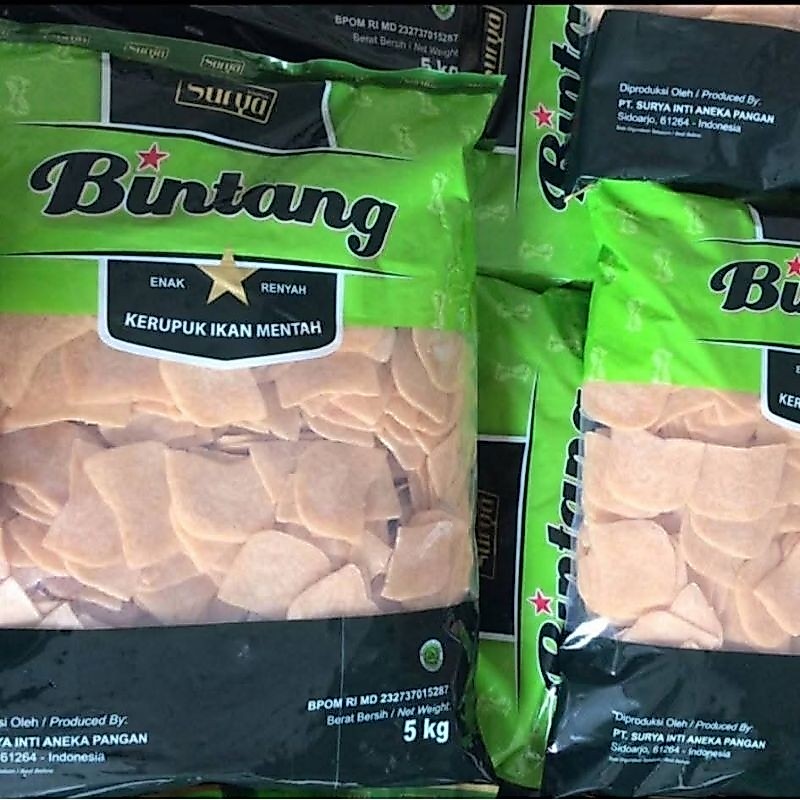 Kerupuk Undang Asli Sidoarjo/Kerupuk udang Bintang / kerupuk udang putih merah tanpa jemur