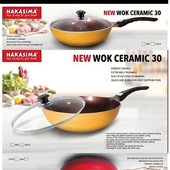 [NEW PRODUCT] HAKASIMA NEW WOK CERAMIC 30 GOLD PROMO SALE ALAT MASAK PANCI WAJAN PENGGORENGAN SERBAG