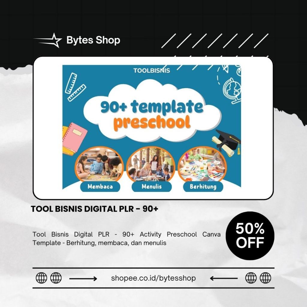 Tool Bisnis Digital PLR 200+ Activity Preschool Canva Template - Berhitung, membaca, dan menulis