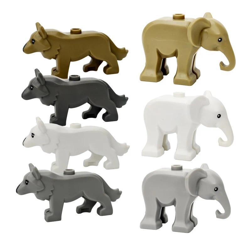 Compatible Animals Building Blocks for Children MOC elephant gray wolf Arctic Wolf beast model brick