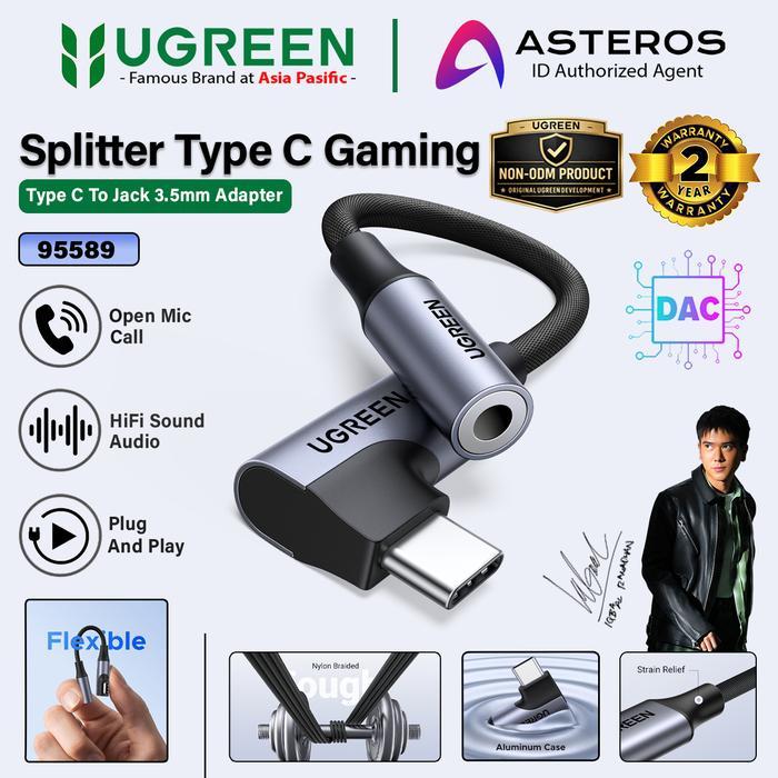 UGREEN Converter Splitter Gaming Audio Type C To Jack 3.5mm On Mic For Samsung iPhone iPad Android -