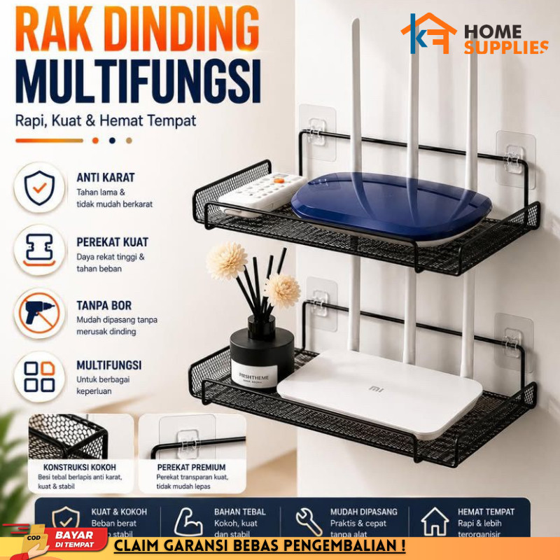 KF Rak Besi Dinding untuk Wifi Router Modem | Organizer Bumbu, Kosmetik dan Aksesoris