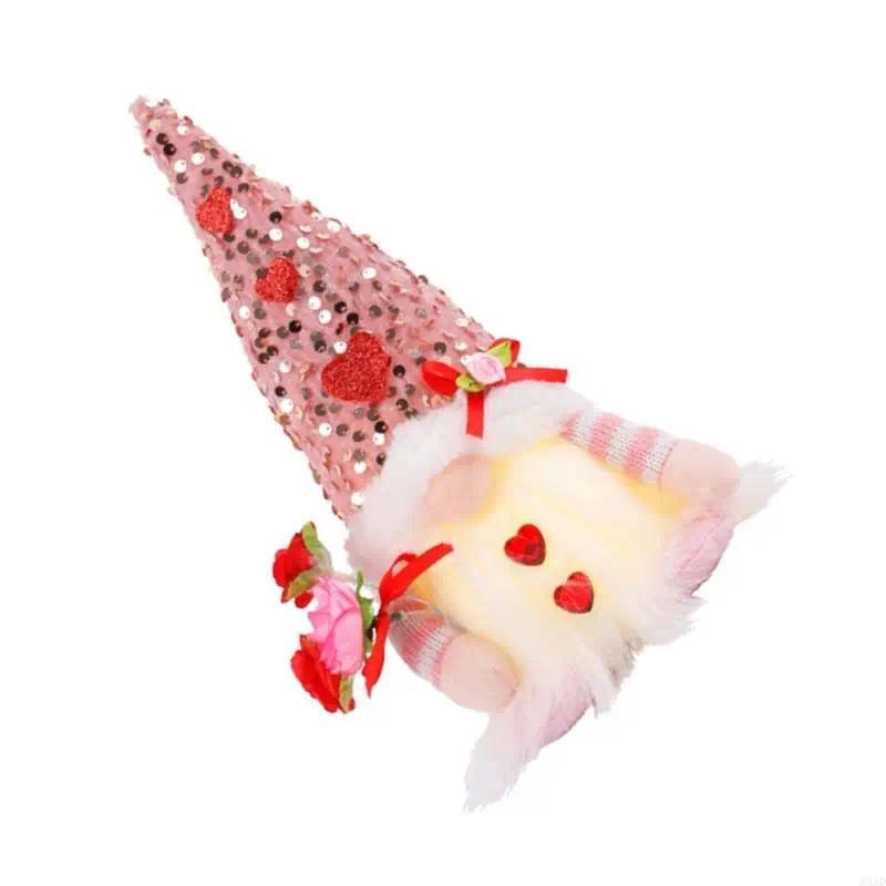 85AD Handmade Valentine's Day Light Up Gnomes Decorations Glow Gnomes Plush