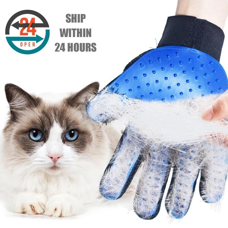 DualPet Pet Grooming Glove for Dog Cats Glove Pet Hair Deshedding Brush Comb Glove Pet Dog Cleaning 
