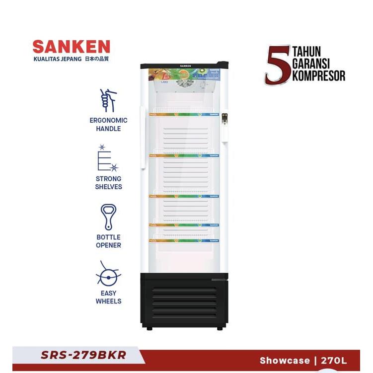 SANKEN Showcase Chiller 5 Rak SRS-279BKR / Kulkas Showcase 270 Liter SANKEN SRS 279 BKR