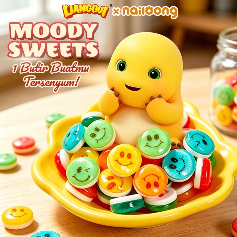LIANGGUI Moody Sweets Permen Smile Candy Rasa Buah Asam Manis Lembut Cemilan Anak Snack