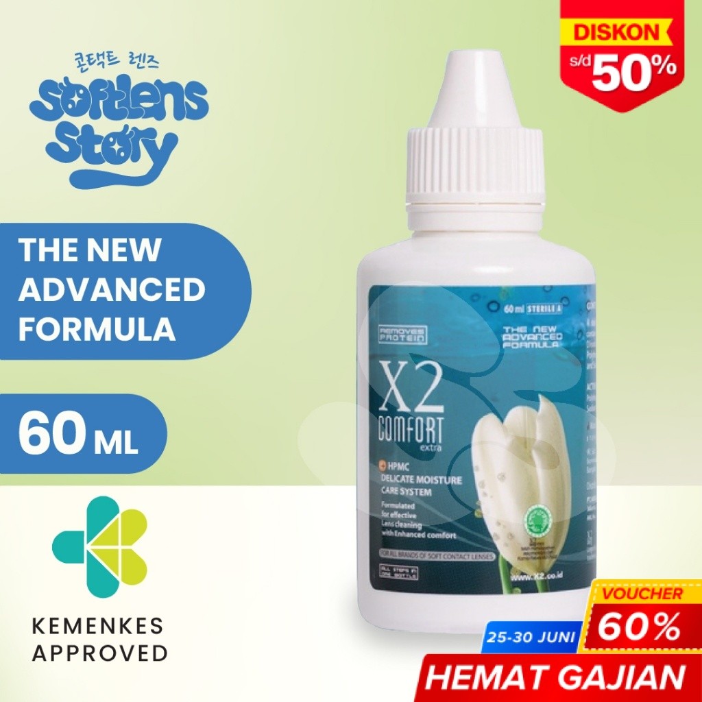 X2 Comfort Cairan Pembersih Softlens 60ml Contact Lens Solution