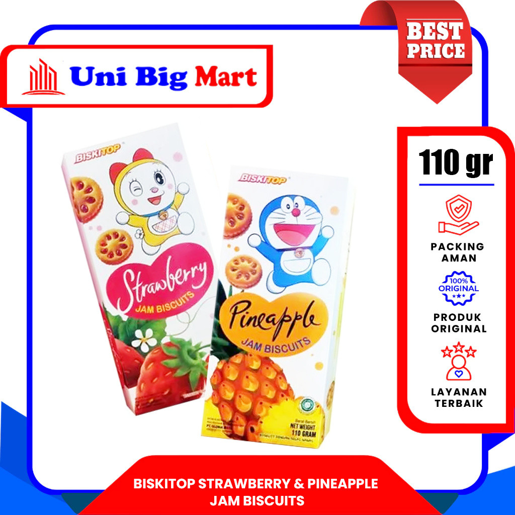 BISKITOP STRAWBERRY & PINEAPPLE JAM BISCUITS BISKUIT SELAI - 110 gr