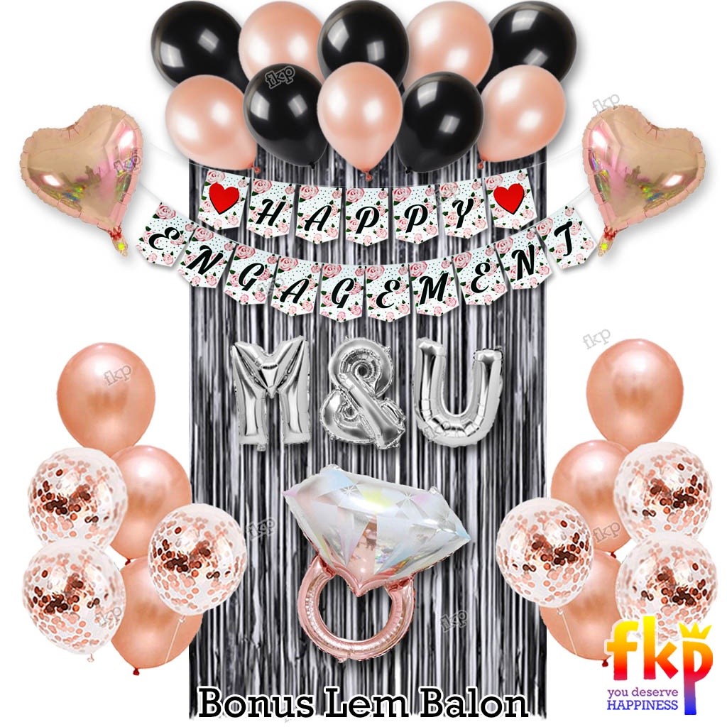 FUN KIDS PARTY Paket Dekorasi Engagement Simpel Confetti Simpel / Paket Balon Dekor Tunangan