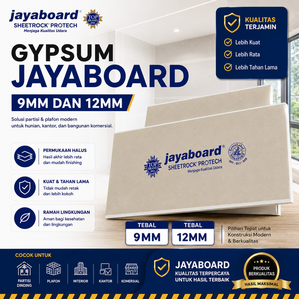 GIPSUM JAYABOARD / GYPSUM JAYABOARD 12MM (1,2 X 2,4mm)