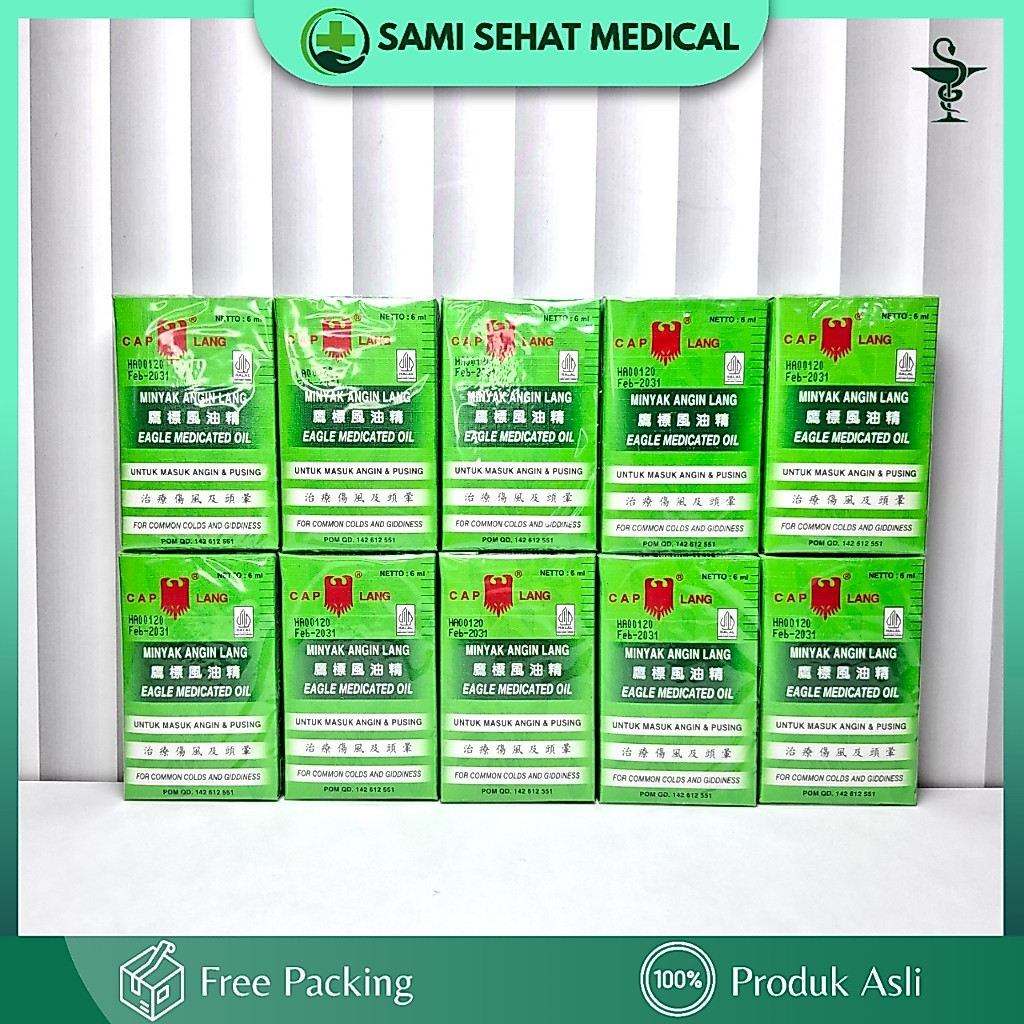 10 Pcs 6 Ml Cap Lang Minyak Angin Lang PPO