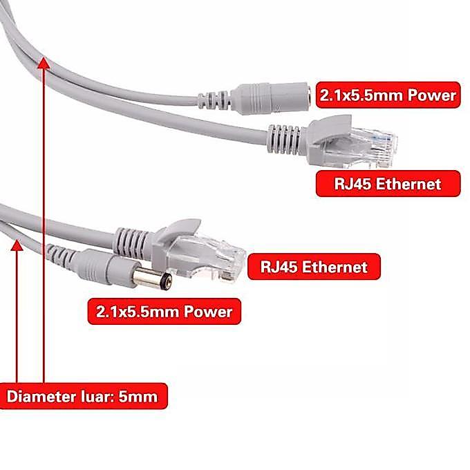 XIHANCAM Kabel LAN RJ45 Dan Kabel Power DC 12V 2 IN 1 Kabel LAN Power CCTV Extension 10 20 Meter