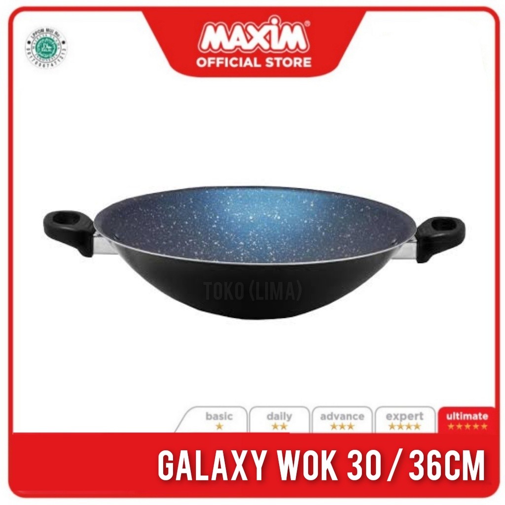 TERLARIS - Wajan Penggorengan Maxim Galaxy Wok 30cm 36cm Teflon Anti Lengket Penggorengan Teflon Max