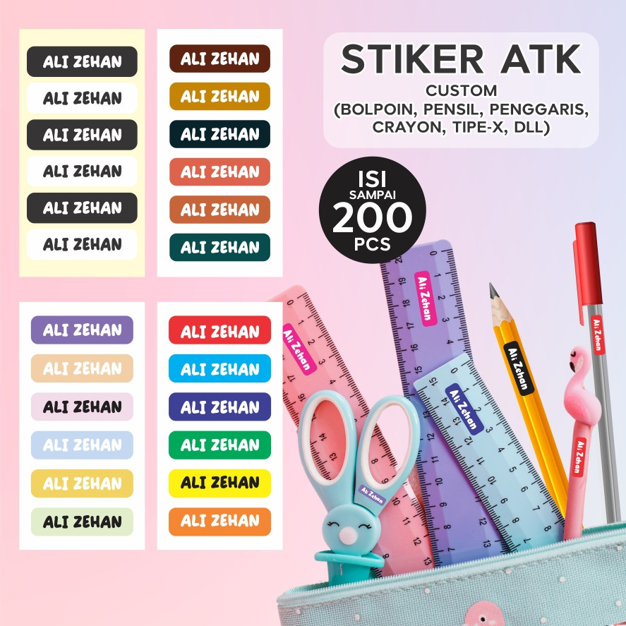 

STIKER NAMA CUSTOM ATK / Alat Tulis / Alat Tulis Kantor /CUTE