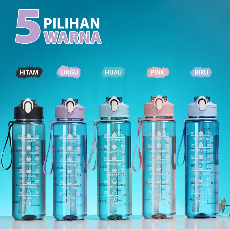 BOTOL MINUM 1 LITER BENING TRANSPARAN / BOTOL AIR MINUM ANAK SEKOLAH SEDOTAN ANTI BOCOR / Botol Minu